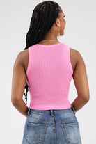 Back of Pink Ribbed Tank Top