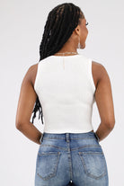 Back of White Ribbed Tank Top