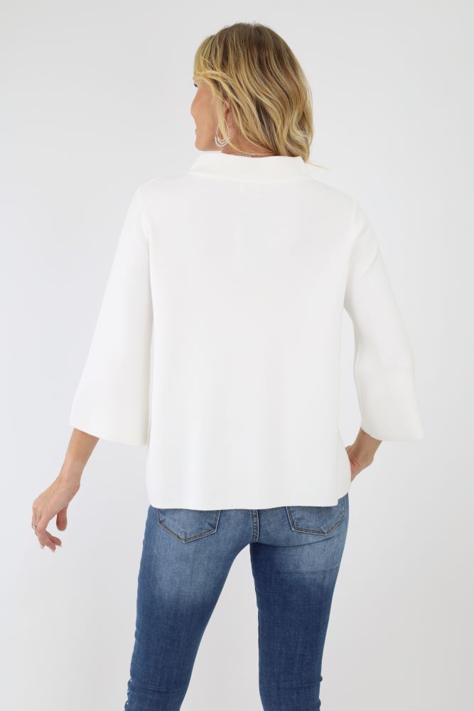 Back of Cream Bell Sleeve Sweater