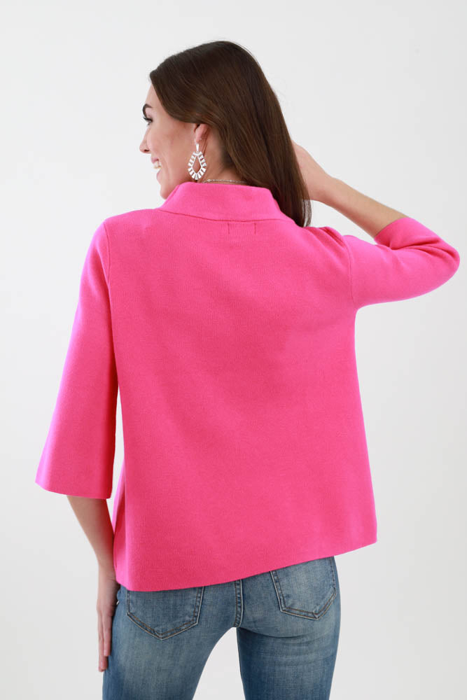 Back of Fuchsia Bell Sleeve Sweater