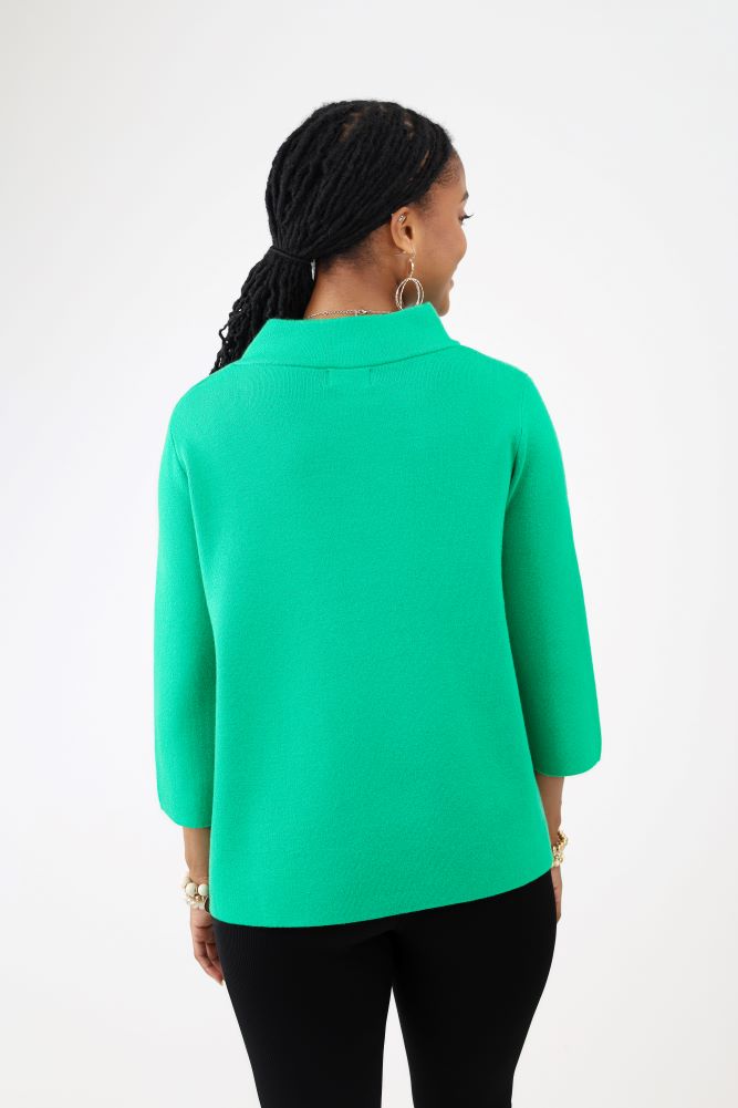 Back of Green Bell Sleeve Sweater