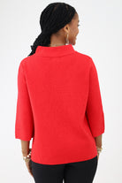 Back of Red Bell Sleeve Sweater