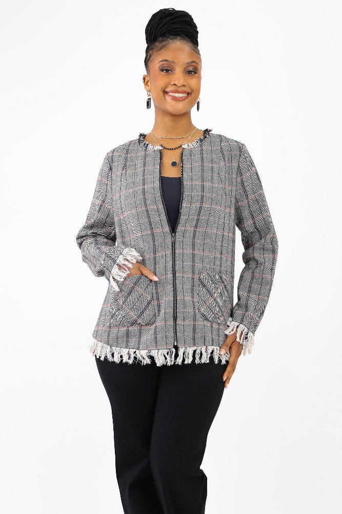 Gray Fringe Tweed Jacket